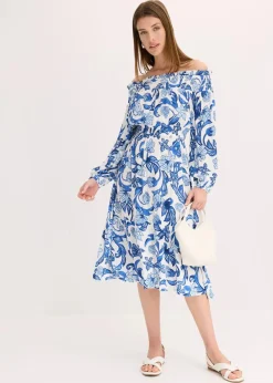 Carmen-Kleid aus strukturierter Viskose