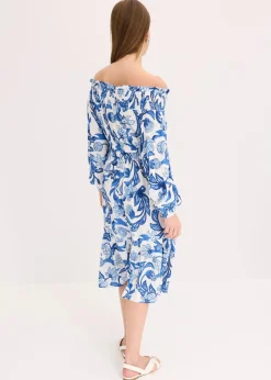 Carmen-Kleid aus strukturierter Viskose