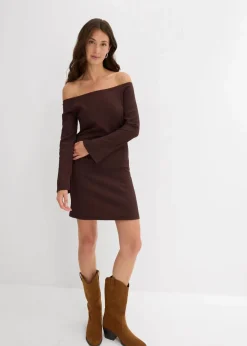 Carmen-Kleid aus strukturiertem Crêpe
