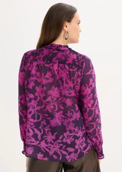 Chiffon Bluse mit Smok-Details