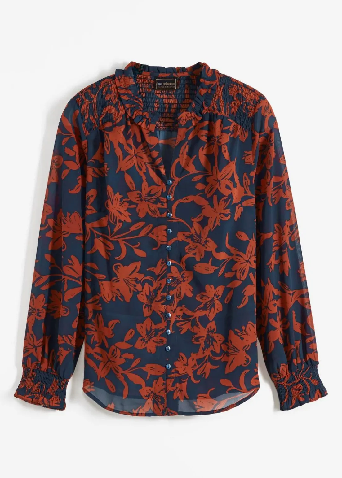 Chiffon Bluse mit Smok-Details