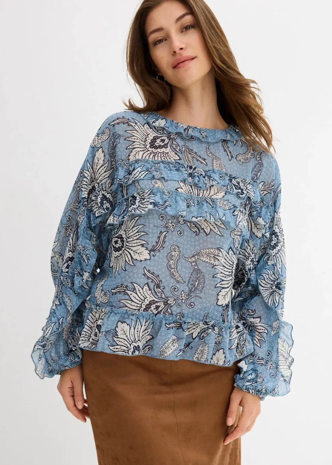 Chiffonbluse mit Rüschen