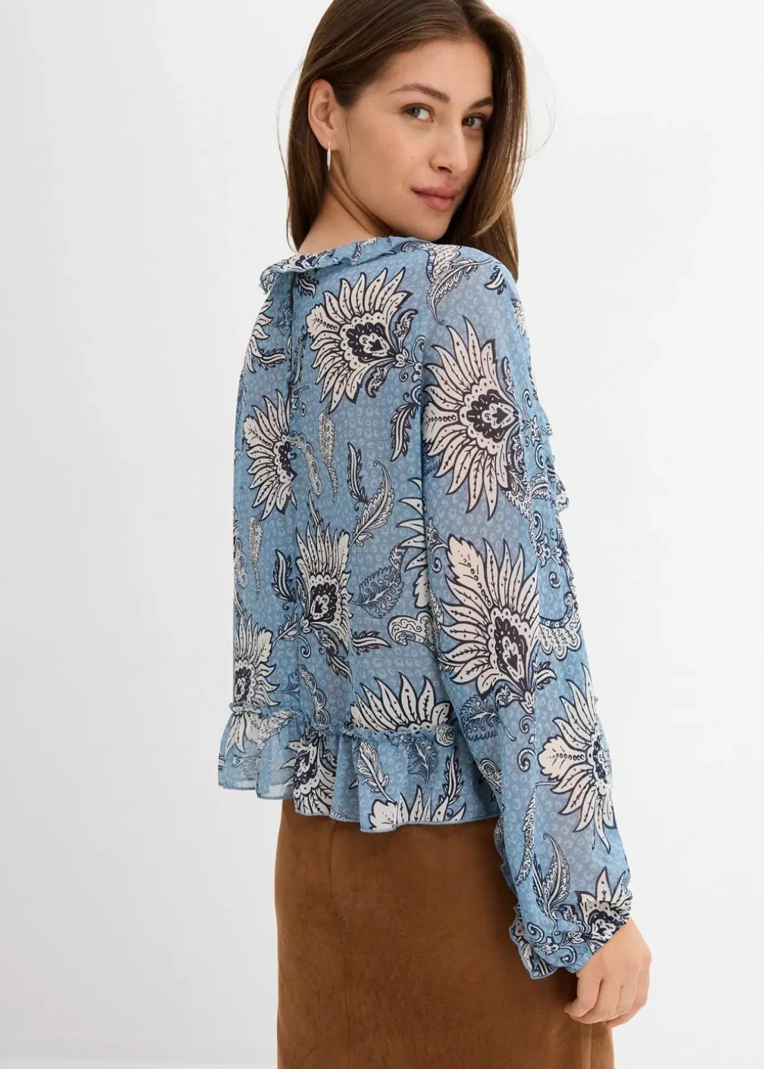 Chiffonbluse mit Rüschen