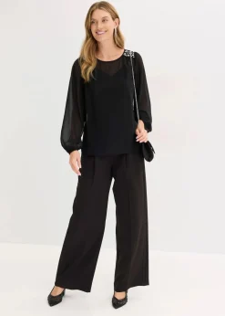 Chiffonbluse mit Strasssteinverzierung