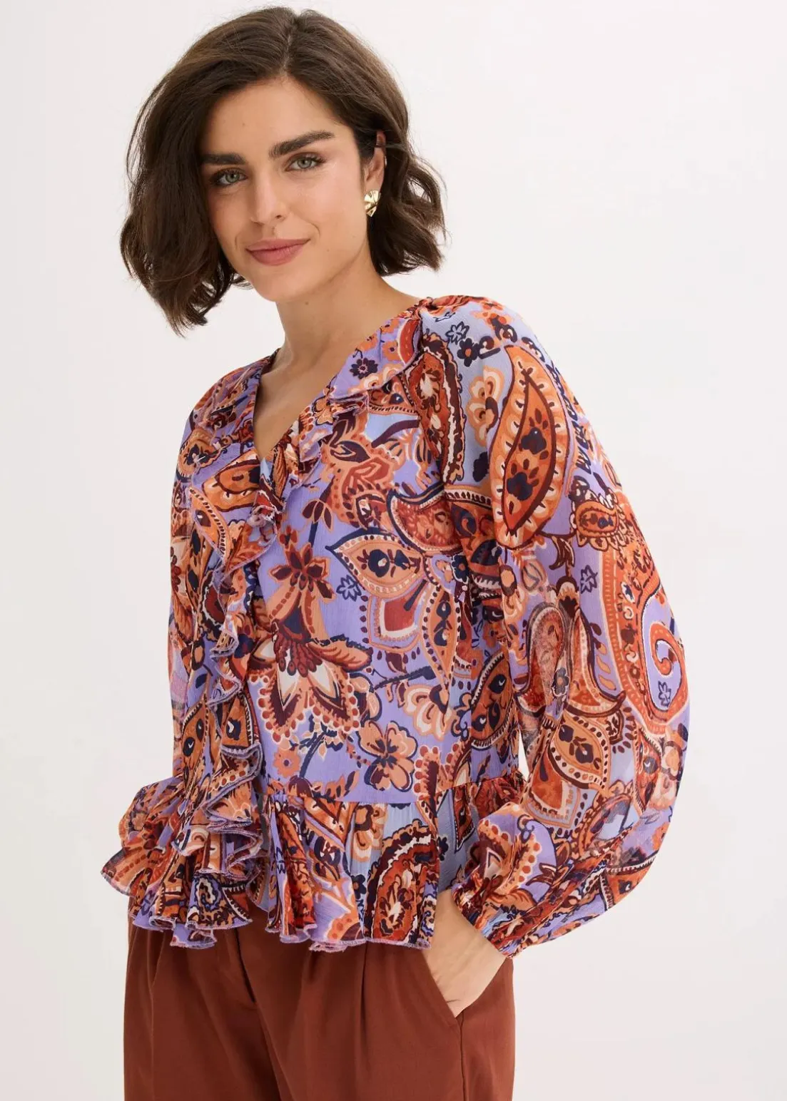 Chiffonbluse mit Volants