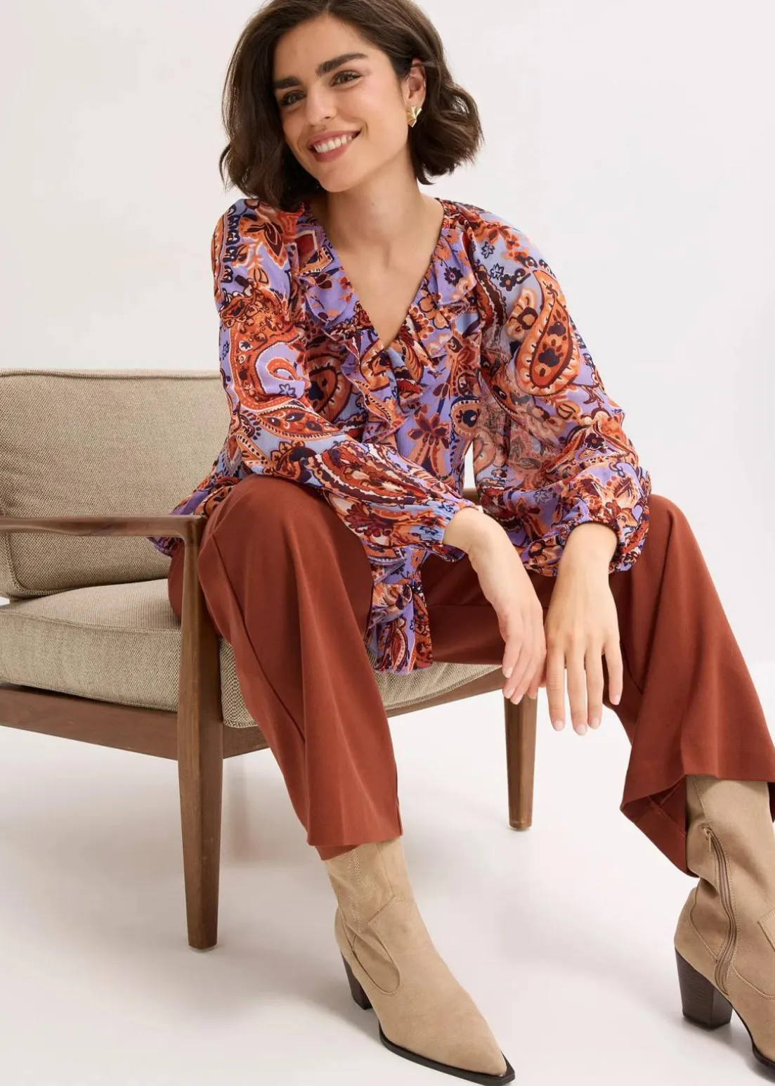 Chiffonbluse mit Volants