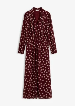 Chiffonkleid mit Kontrast-Pipings