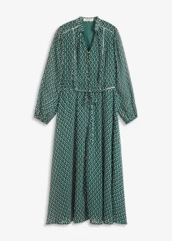 Chiffonkleid mit Kontrast-Pipings