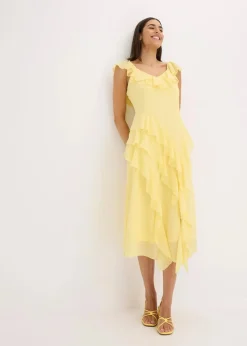 Chiffonkleid mit Trägern und Volants