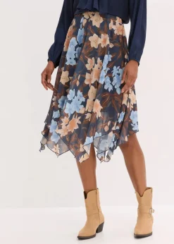 Chiffon-Midirock mit asymmetrischem Saum