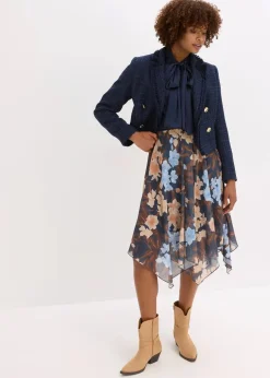 Chiffon-Midirock mit asymmetrischem Saum