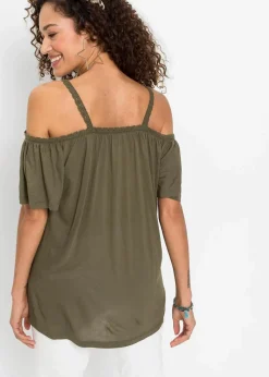 Cold-Shoulder-Shirt aus softer Viskose