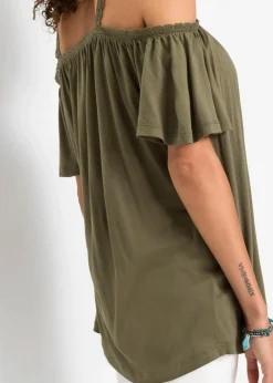 Cold-Shoulder-Shirt aus softer Viskose
