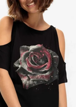 Cold-Shoulder-Shirt aus Viskose