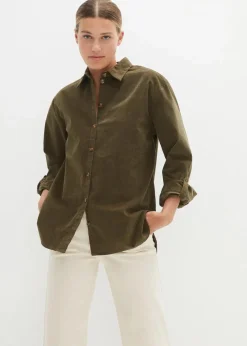 Cord-Hemd mit Seitenschlitz