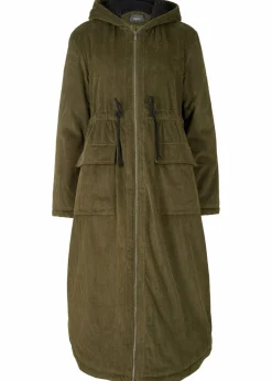 Cord-Mantel mit Teddy-Fleece Kapuze aus reiner Baumwolle