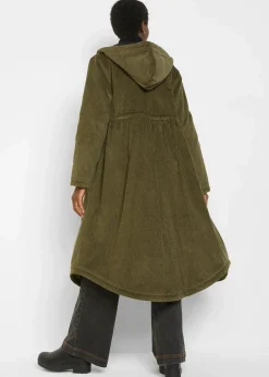 Cord-Mantel mit Teddy-Fleece Kapuze aus reiner Baumwolle