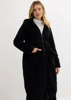 Cord-Mantel mit Teddy-Fleece Kapuze aus reiner Baumwolle