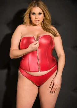 Corsage+String aus Lederimitat (2-tlg.Set)