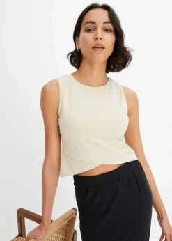 Cropped Top aus weichem Baumwoll-Mix