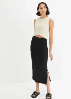 Cropped Top aus weichem Baumwoll-Mix