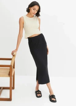 Cropped Top aus weichem Baumwoll-Mix