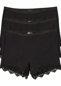 Damen Boxer aus leichter Baumwolle mit Spitze (3er Pack)