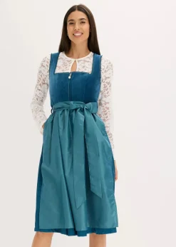 Dirndl mit Samt in Midilänge (2-tlg.Set)