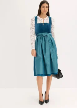 Dirndl mit Samt in Midilänge (2-tlg.Set)