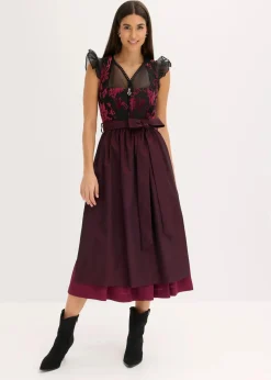 Dirndl mit Samt in Midilänge (2-tlg.Set)