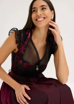 Dirndl mit Samt in Midilänge (2-tlg.Set)