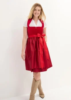 Dirndl mit Samt-Mieder und Satin-Schürze (2-tlg.Set)