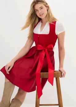 Dirndl mit Samt-Mieder und Satin-Schürze (2-tlg.Set)