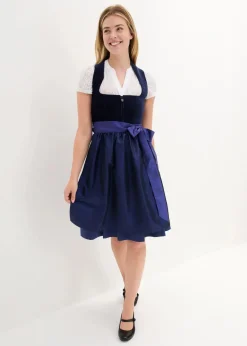 Dirndl mit Samt-Mieder und Satin-Schürze (2-tlg.Set)