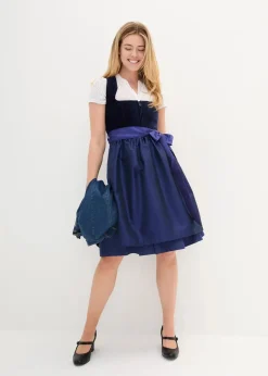 Dirndl mit Samt-Mieder und Satin-Schürze (2-tlg.Set)