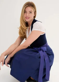Dirndl mit Samt-Mieder und Satin-Schürze (2-tlg.Set)