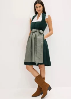 Dirndl mit Samt-Mieder und Satin-Schürze (2-tlg.Set)