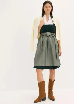 Dirndl mit Samt-Mieder und Satin-Schürze (2-tlg.Set)