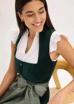 Dirndl mit Samt-Mieder und Satin-Schürze (2-tlg.Set)