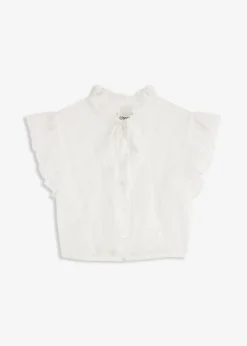 Dirndlbluse aus zartem Tüll mit Punktemuster