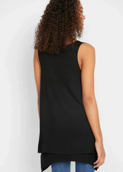 Doppellagiges Long-Top aus Viskose-Mix