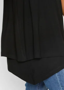 Doppellagiges Long-Top aus Viskose-Mix