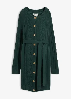 Extra lange Umstands-Strickjacke und Strickkleid aus Baumwoll-Mix