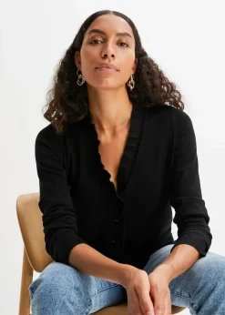 Feinstrickjacke aus fließendem Viskose-Mix