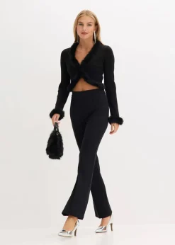 Feinstrickjacke mit Fellimitat