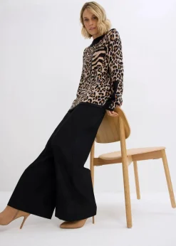 Feinstrickpullover im Leoprint Design