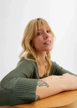 Feinstrickpullover mit 3/4 Arm