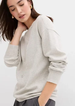 Feinstrickpullover mit asymmetrischer Knopfleiste