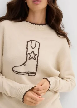 Feinstrickpullover mit überschnittener Schulter