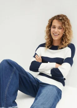 Feinstrickpullover mit Blockstreifen
